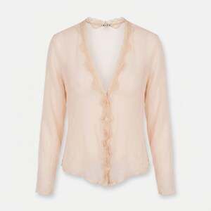 Imitz Sheer Lace Trim Button Down Blouse Size 1
